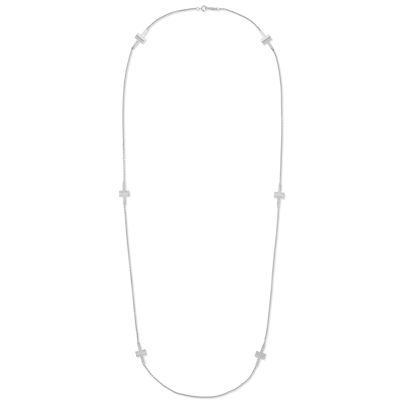 TIF63573672 half diamond half agate T-shaped long necklace