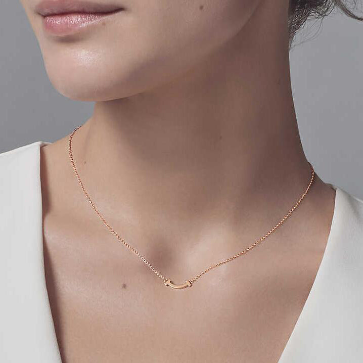 TIF83893487 small light gold smile T-shaped chain hanging chain