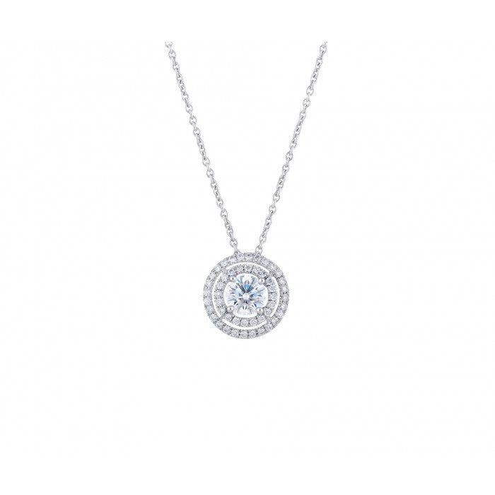 DBES-N102169 Crossed four-claw two-circle stone pendant