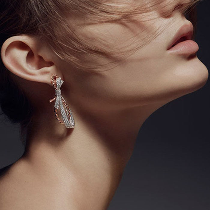 SM-082961-000 Twisted rope, full diamond bow earrings