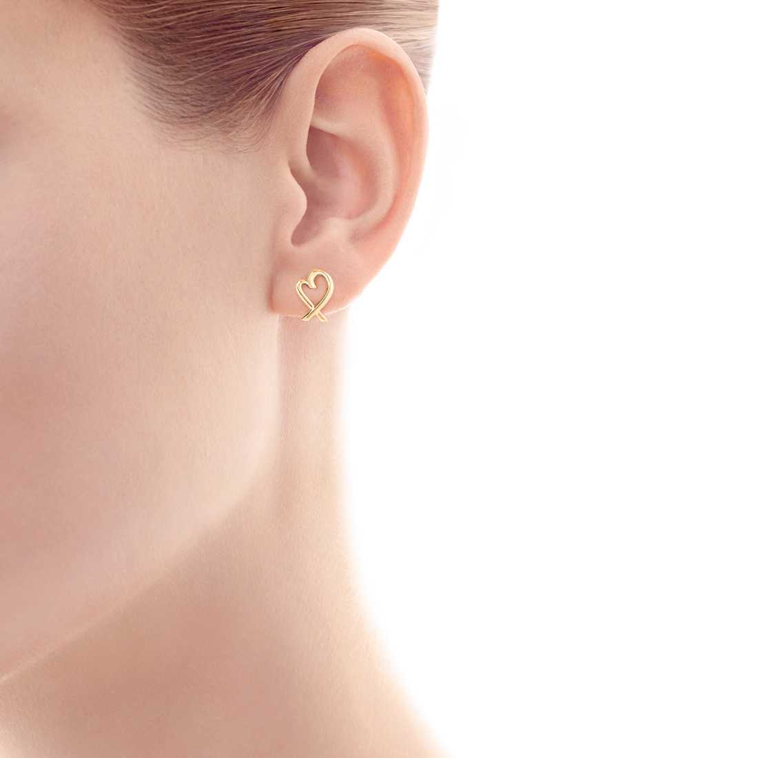TIF85170538 cross heart-shaped light gold stud earrings