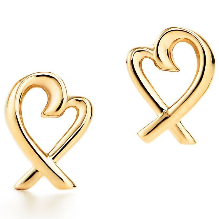 TIF85170538 cross heart-shaped light gold stud earrings