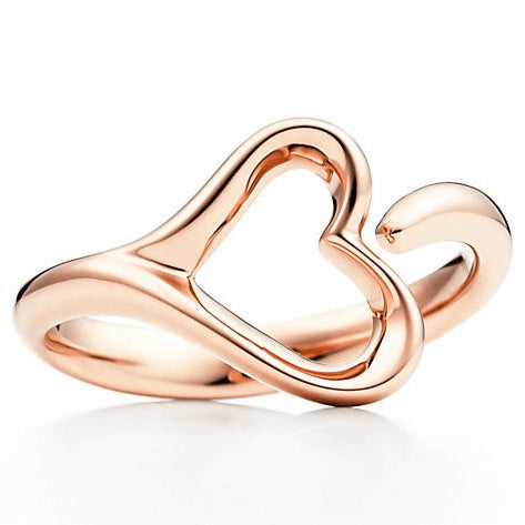 TIF37344483 light gold hollow heart-shaped ring 14#
