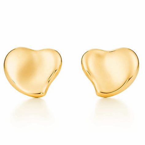 TIF84051447 light gold crooked solid heart-shaped earrings