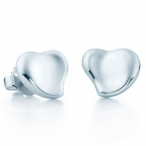 TIF84051447 light gold crooked solid heart-shaped earrings