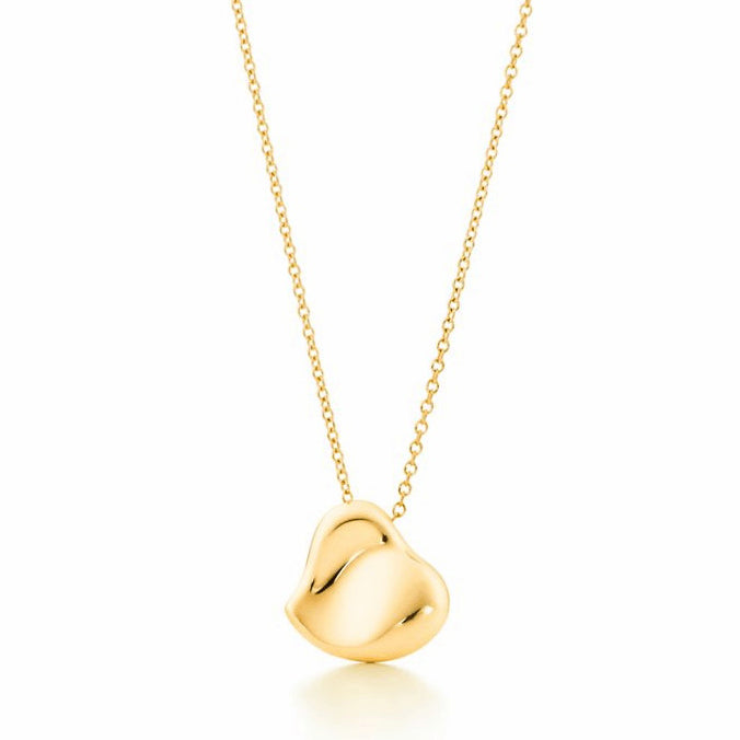 TIF66184183 light gold crooked solid heart-shaped pendant