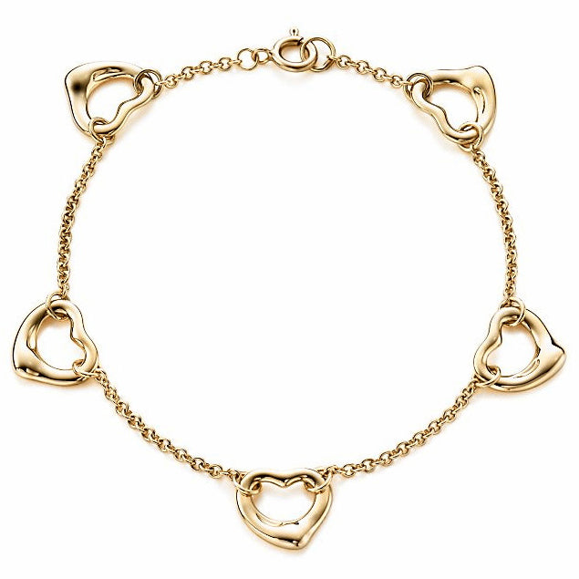 TIF54871862 guest version light gold hollow 5 crooked heart bracelet