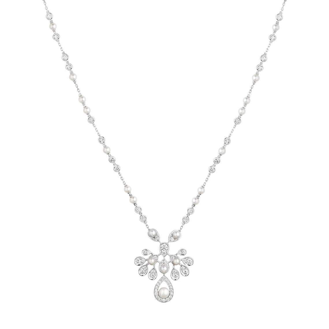 SM-083253 Crown Drop Pearl Necklace