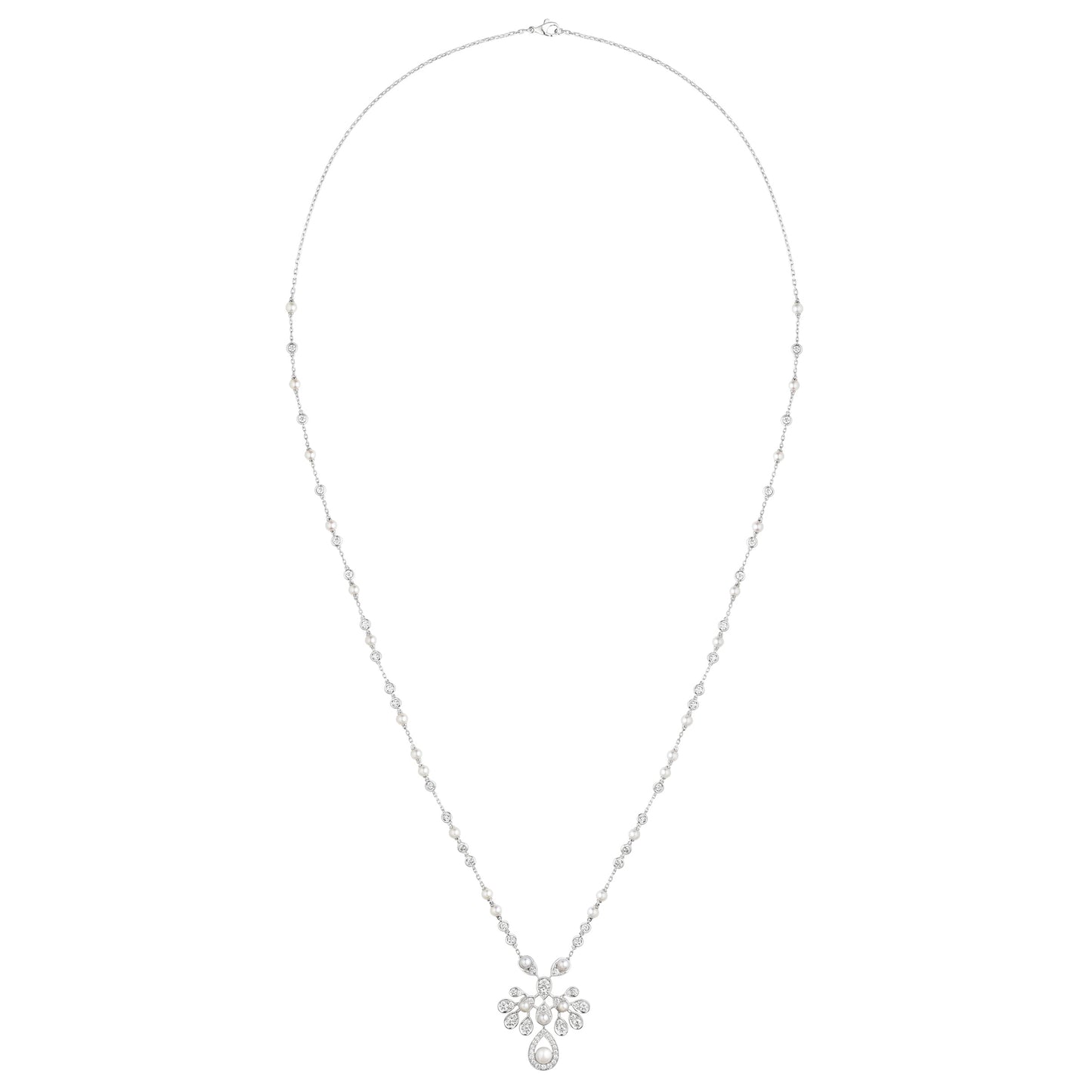 SM-083253 Crown Drop Pearl Necklace