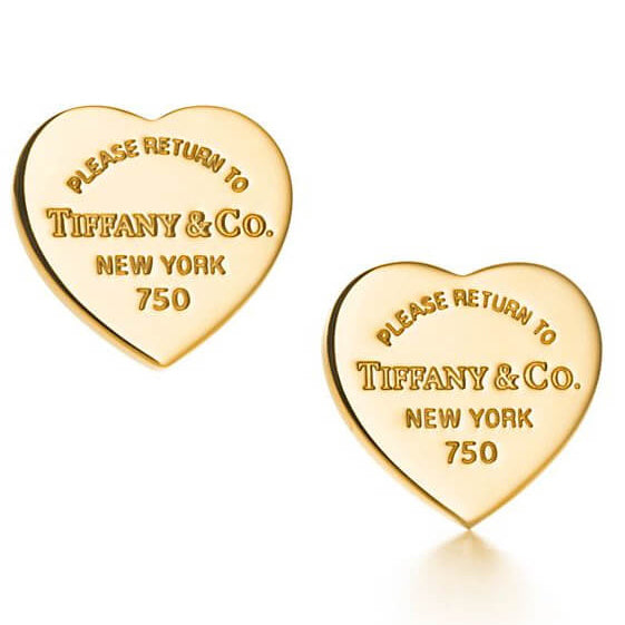 TIF3397639 light gold letter flat heart-shaped earrings