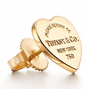 TIF3397639 light gold letter flat heart-shaped earrings