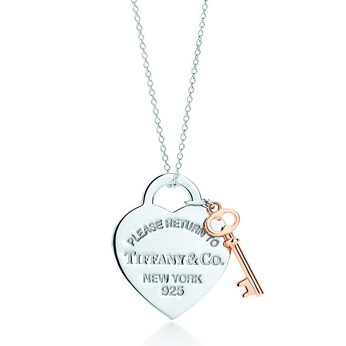TIF64374758 light gold heart-shaped key pendant