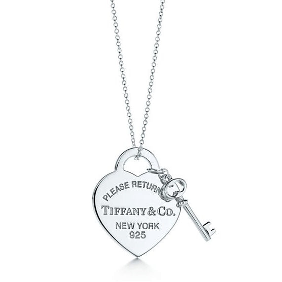 TIF64374758 light gold heart-shaped key pendant
