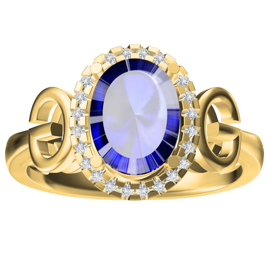 GC-687494 egg-shaped gem stone letter G high shoulder ring