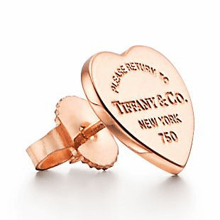 TIF85253539 light gold letter flat heart-shaped earrings