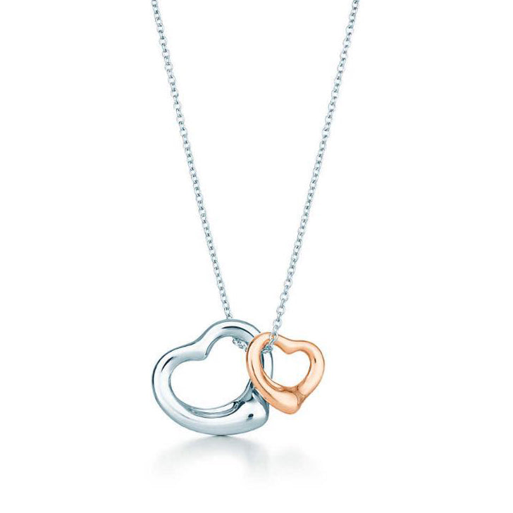 TIF84841143 guest version light gold double crooked heart-shaped hollow pendant
