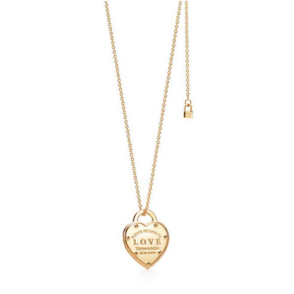 TIF75459298 light gold heart-shaped lock + small lock pendant