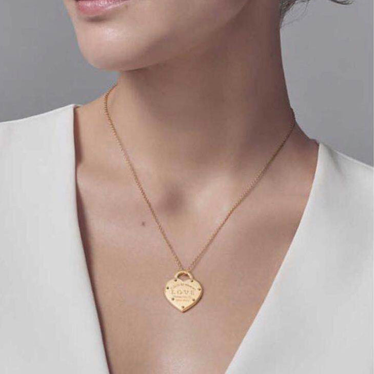 TIF75459298 light gold heart-shaped lock + small lock pendant