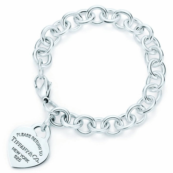 TIF60107580 light gold flat heart-shaped charm bracelet