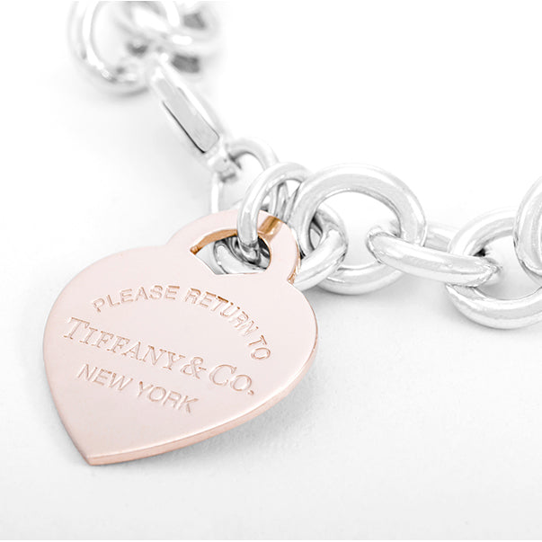 TIF60107580 light gold flat heart-shaped charm bracelet