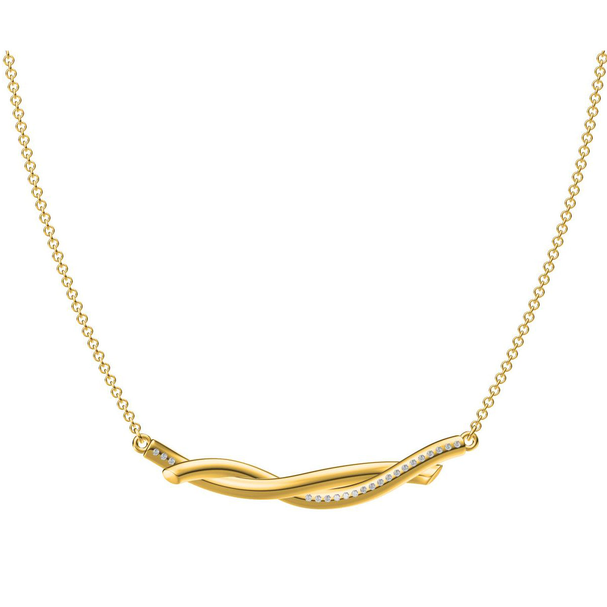 KDY-W8655615 half diamond branch twisted rope round tether pendant necklace