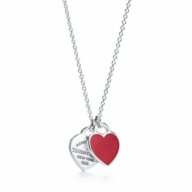 TIF36201335 double heart-shaped enamel pendant