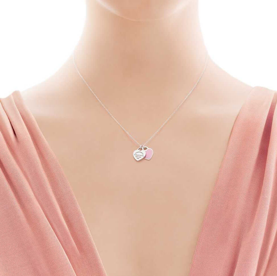 TIF36201335 double heart-shaped enamel pendant