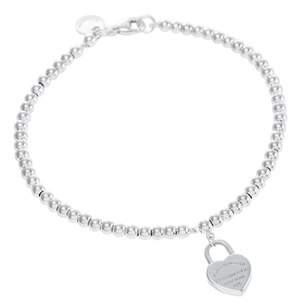 TIF9925930 light gold flat heart-shaped lock bead bracelet