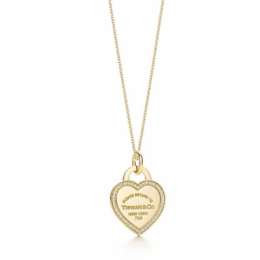TIF68194050 diamond letter flat single heart shaped small pendant