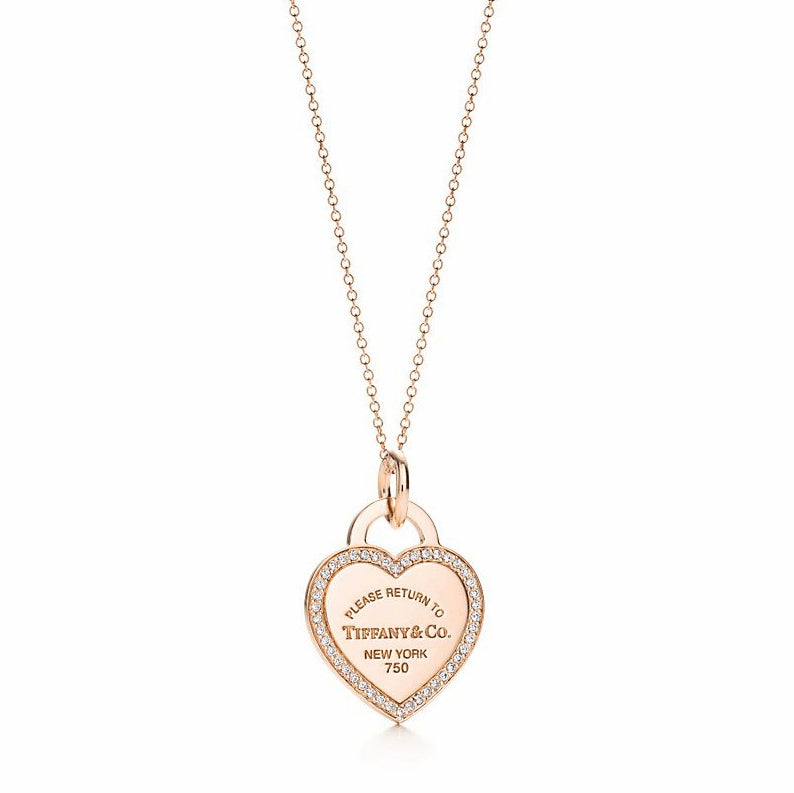 TIF68194050 diamond letter flat single heart shaped small pendant