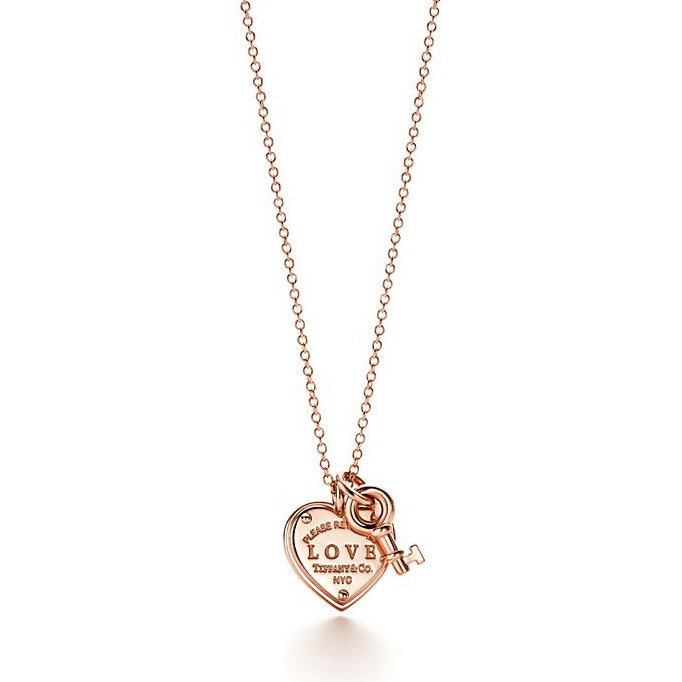 TIF77893524 light gold letter heart-shaped lock key pendant
