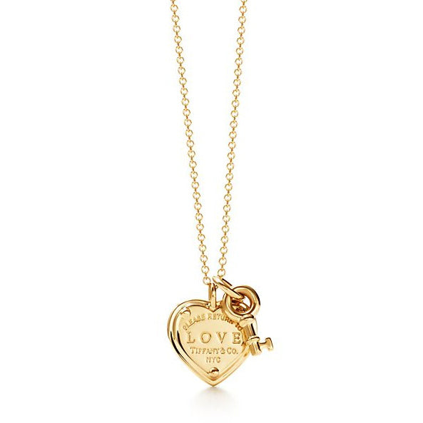 TIF77893524 light gold letter heart-shaped lock key pendant