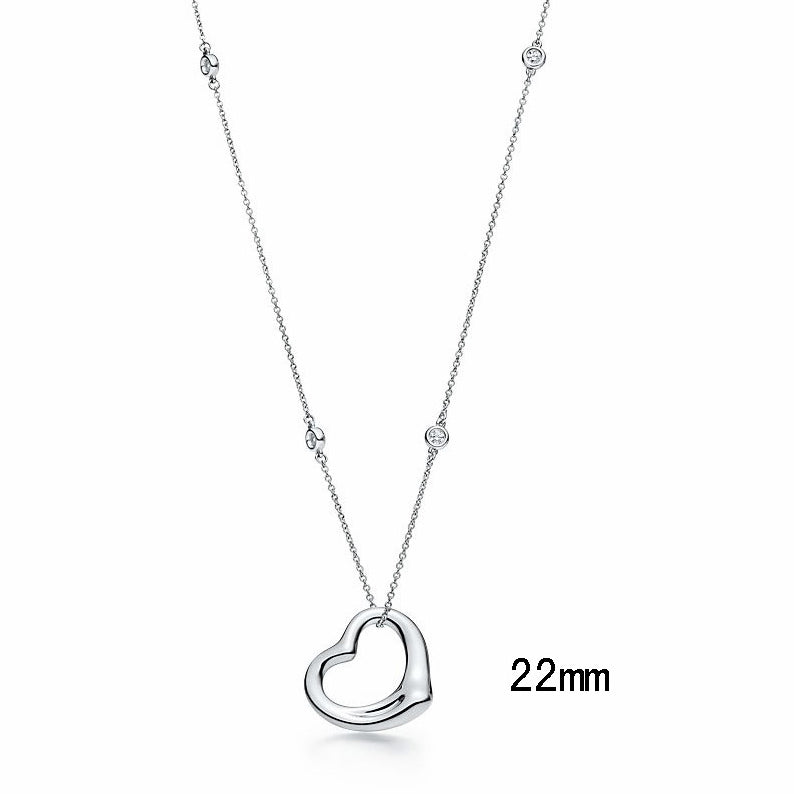 TIF62877506 hollow crooked heart chain with diamond pendant