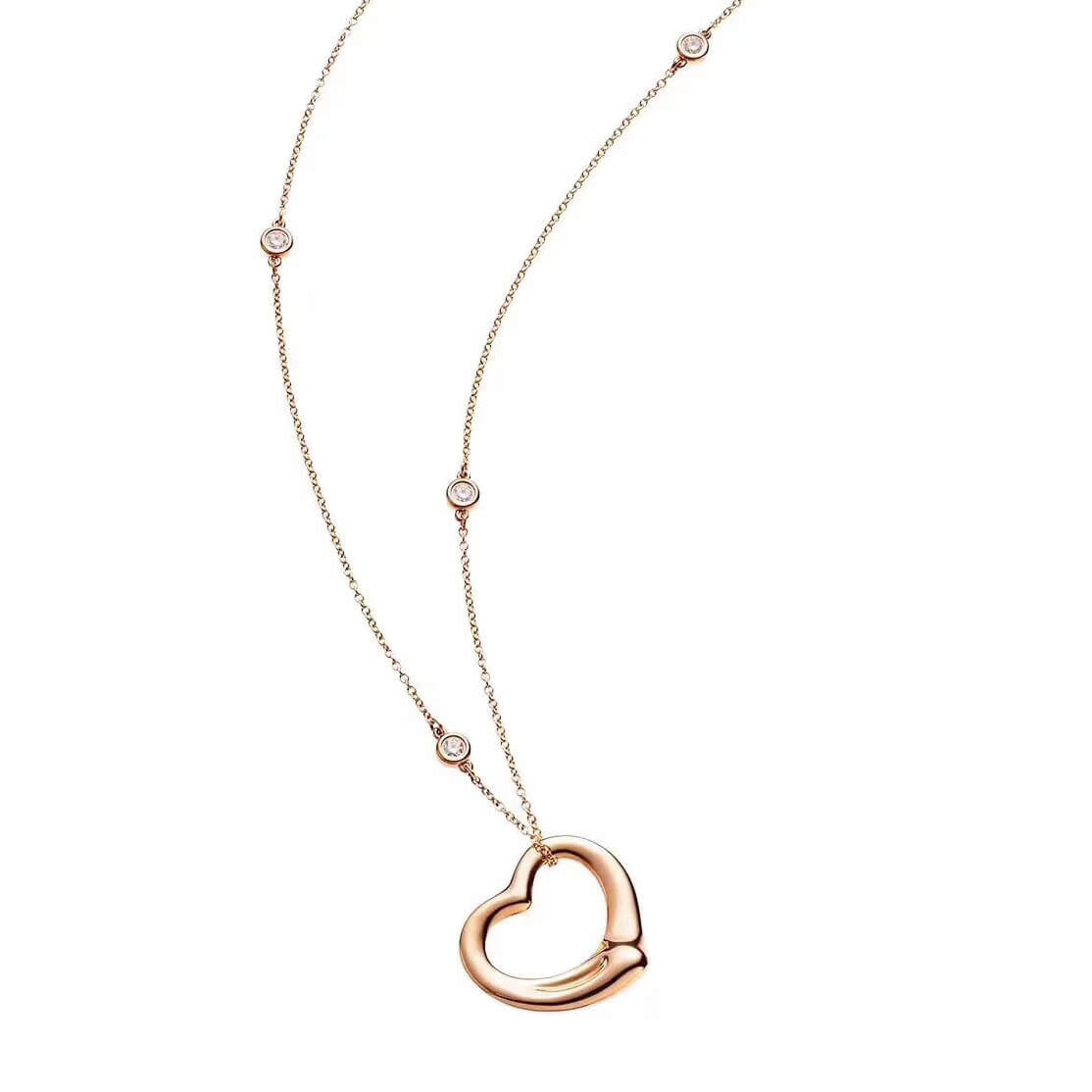 TIF62877506 hollow crooked heart chain with diamond pendant