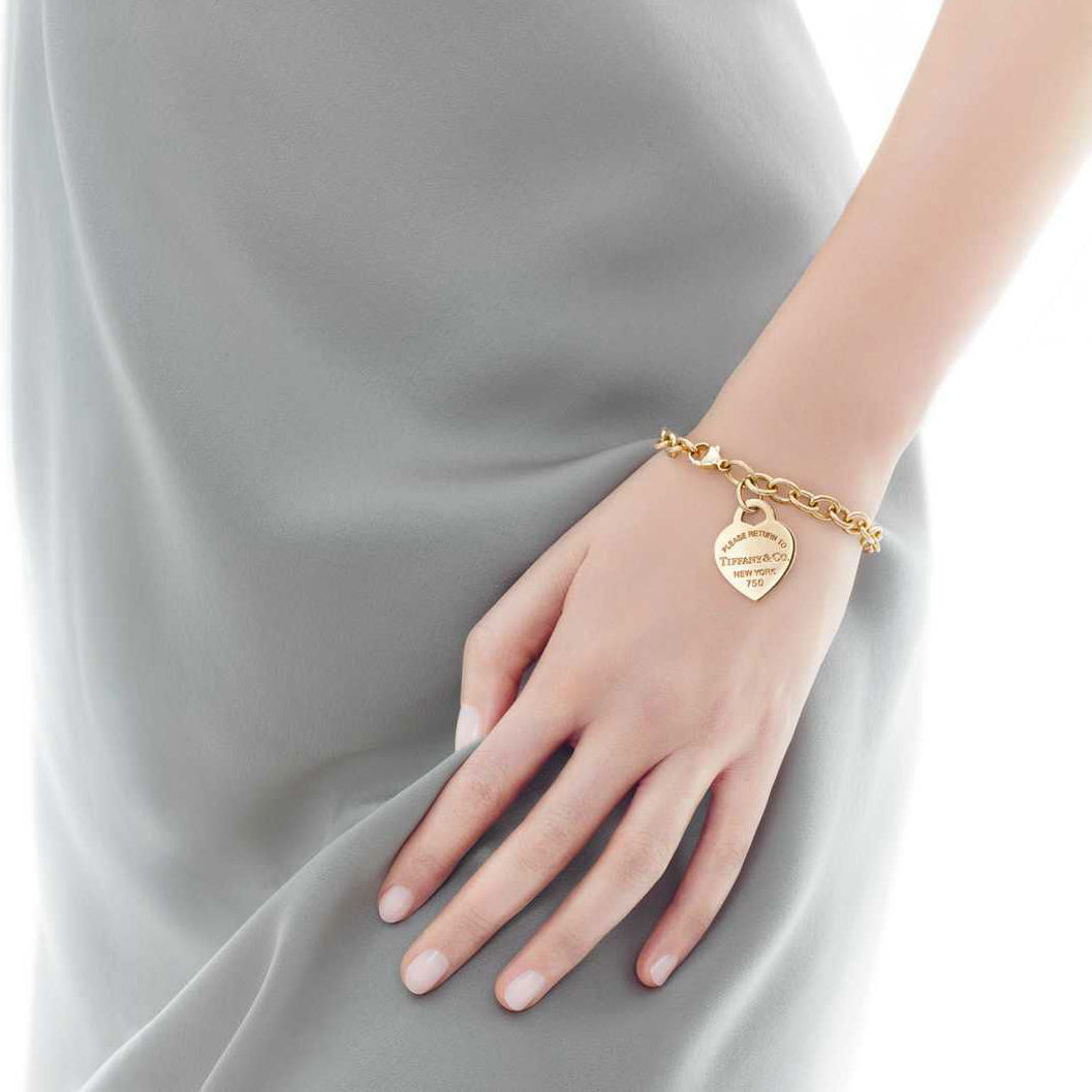 TIF83449010 light gold flat heart-shaped bracelet