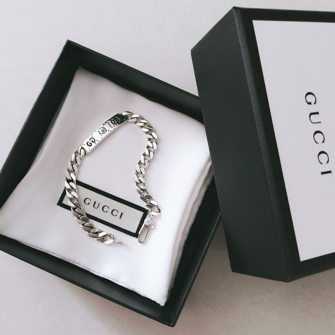 GC-455321 Light Gold Double G Ghost Denim Bracelet (customer version)