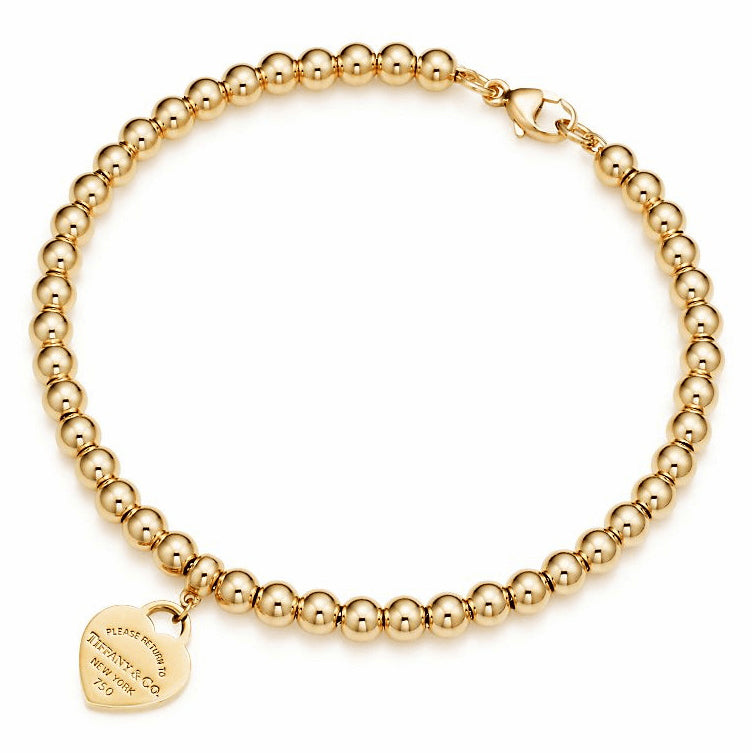 TIF67938476 guest version light gold bead flat heart-shaped bracelet