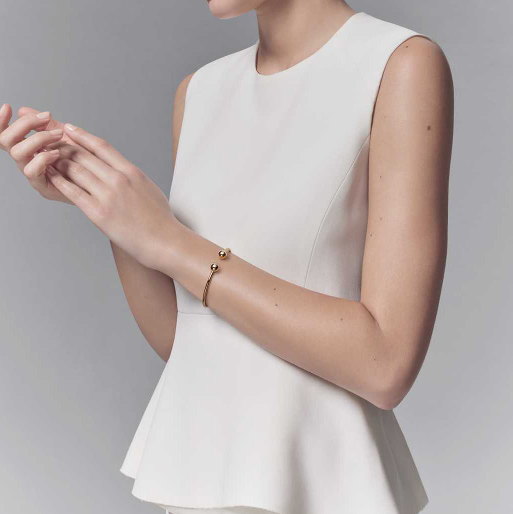 TIF61287333 8mm small light gold spherical coil open bracelet