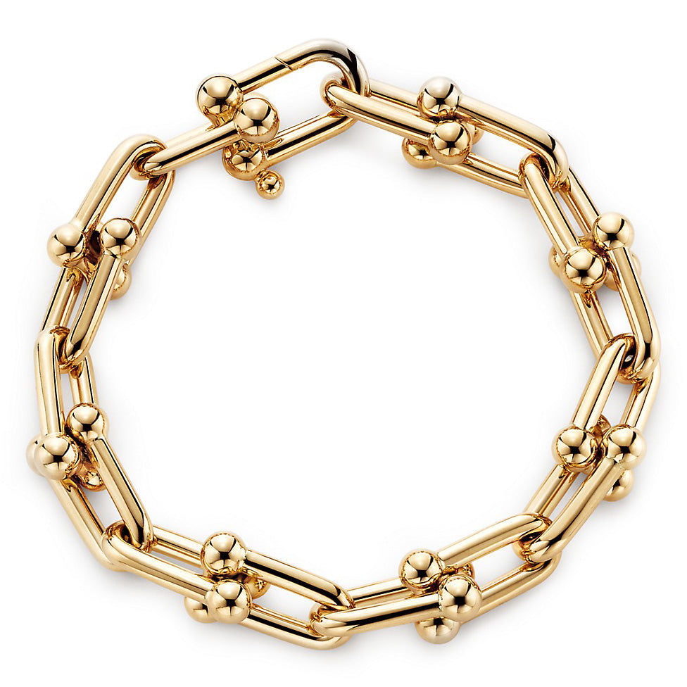 TIF60153072 medium light gold large round bead bracelet
