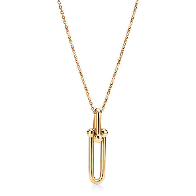 TIF63364207 round wave ball chain buckle light gold pendant
