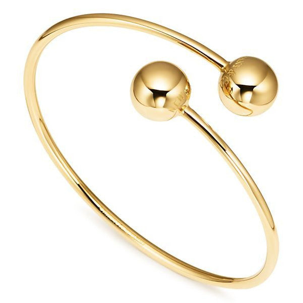 TIF5515378 large light gold ball-shaped wrap-around twisted arm open bracelet