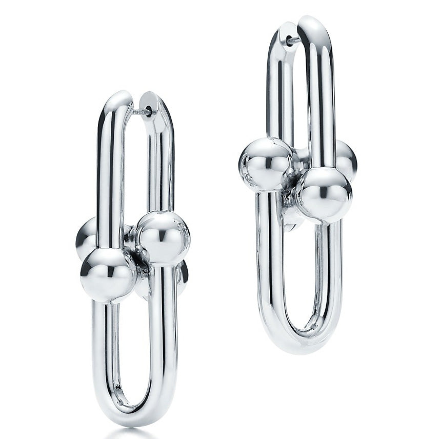 TIF60013153 large round wave ball chain buckle gold ear clip