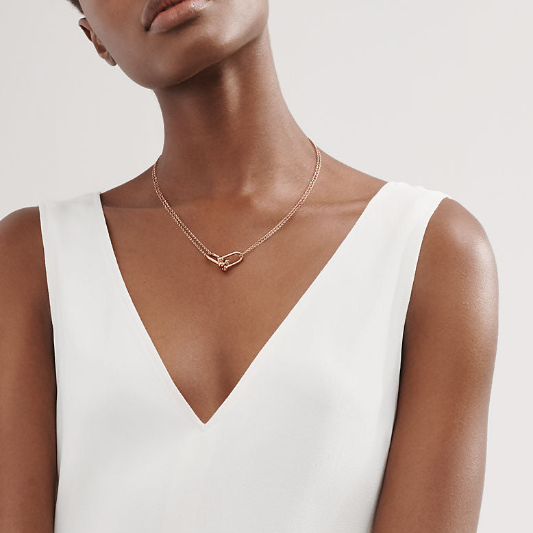 TIF57083127 guest version light gold round bead double U-shaped necklace