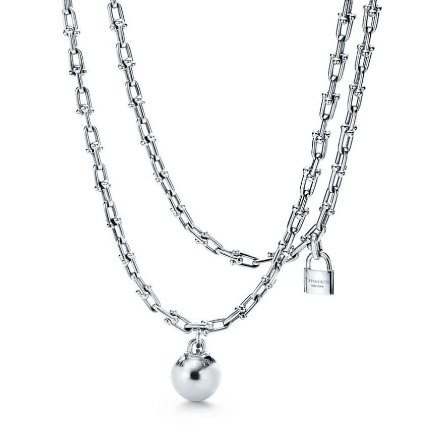TIF31413438 light gold ball lock winding necklace