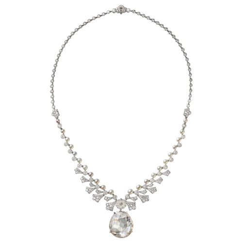 KDY-W7770467 egg-shaped stone colored gemstone pearl necklace-2