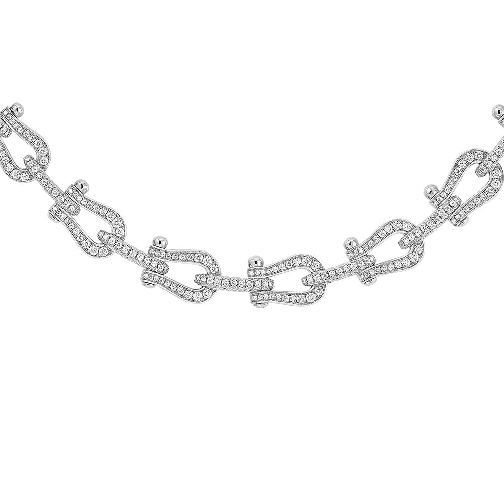 FLD-7J0282, 18-inch hemp rope necklace full of diamonds and horseshoes