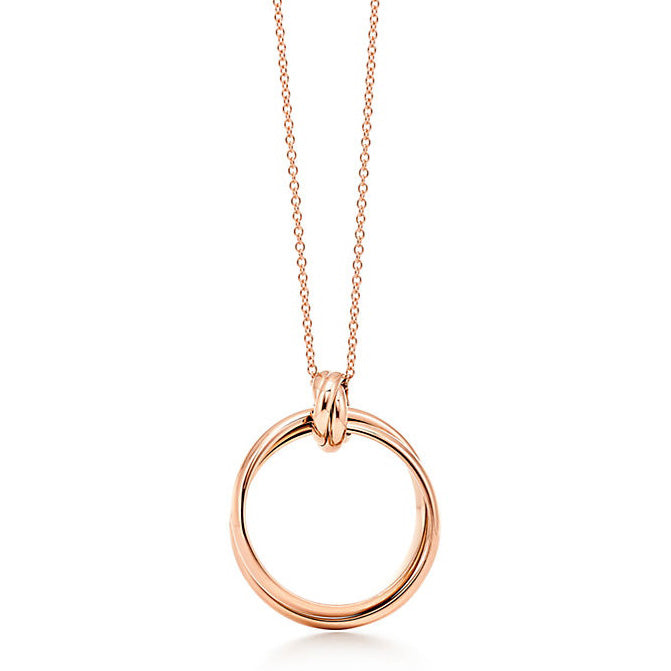 TIF78956403 small light gold double ring buckle round bar pendant