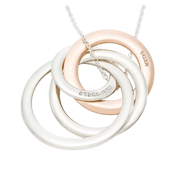TIF89766447 light gold ring four-ring pendant