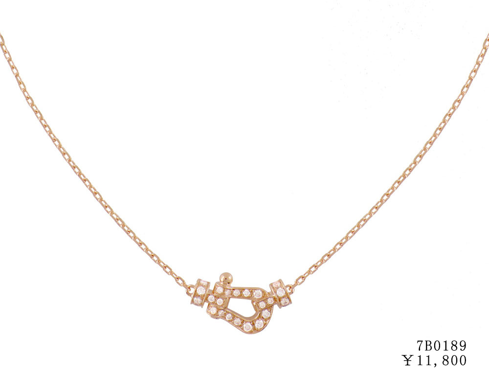 FLD-7B0191 Small diamond horseshoe chain pendant necklace