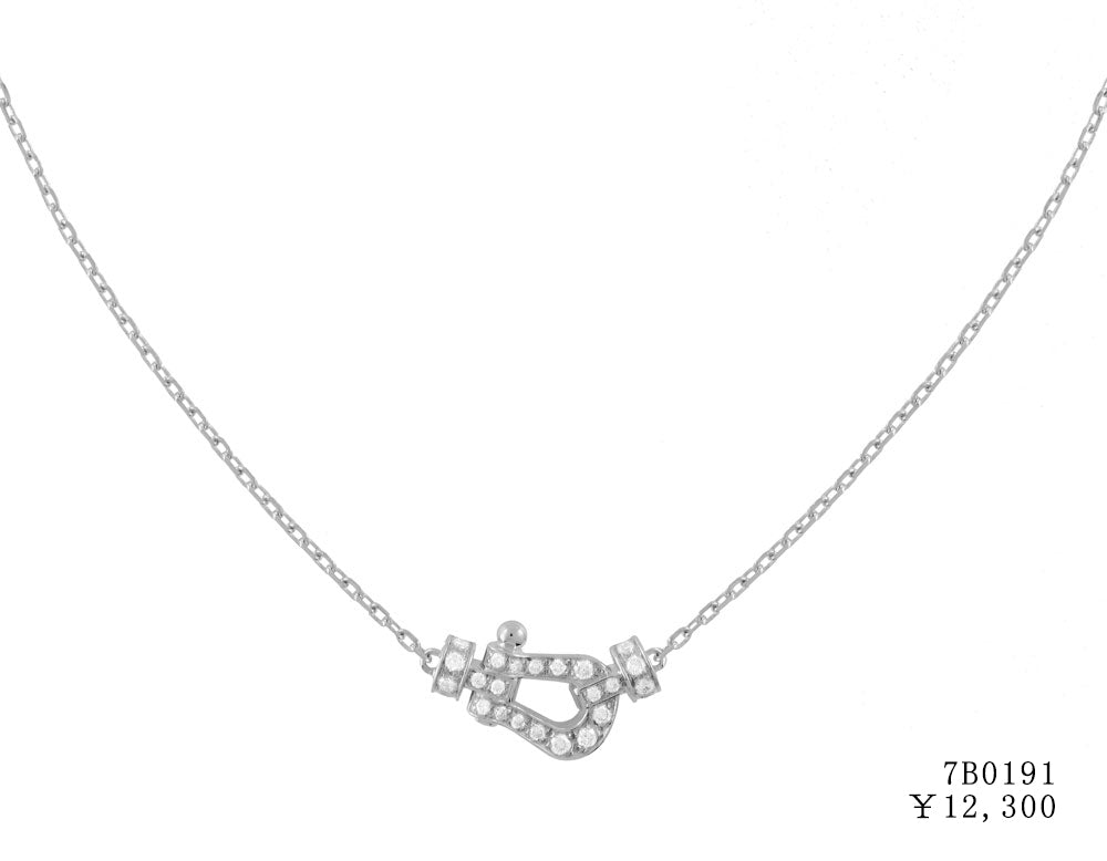 FLD-7B0191 Small diamond horseshoe chain pendant necklace